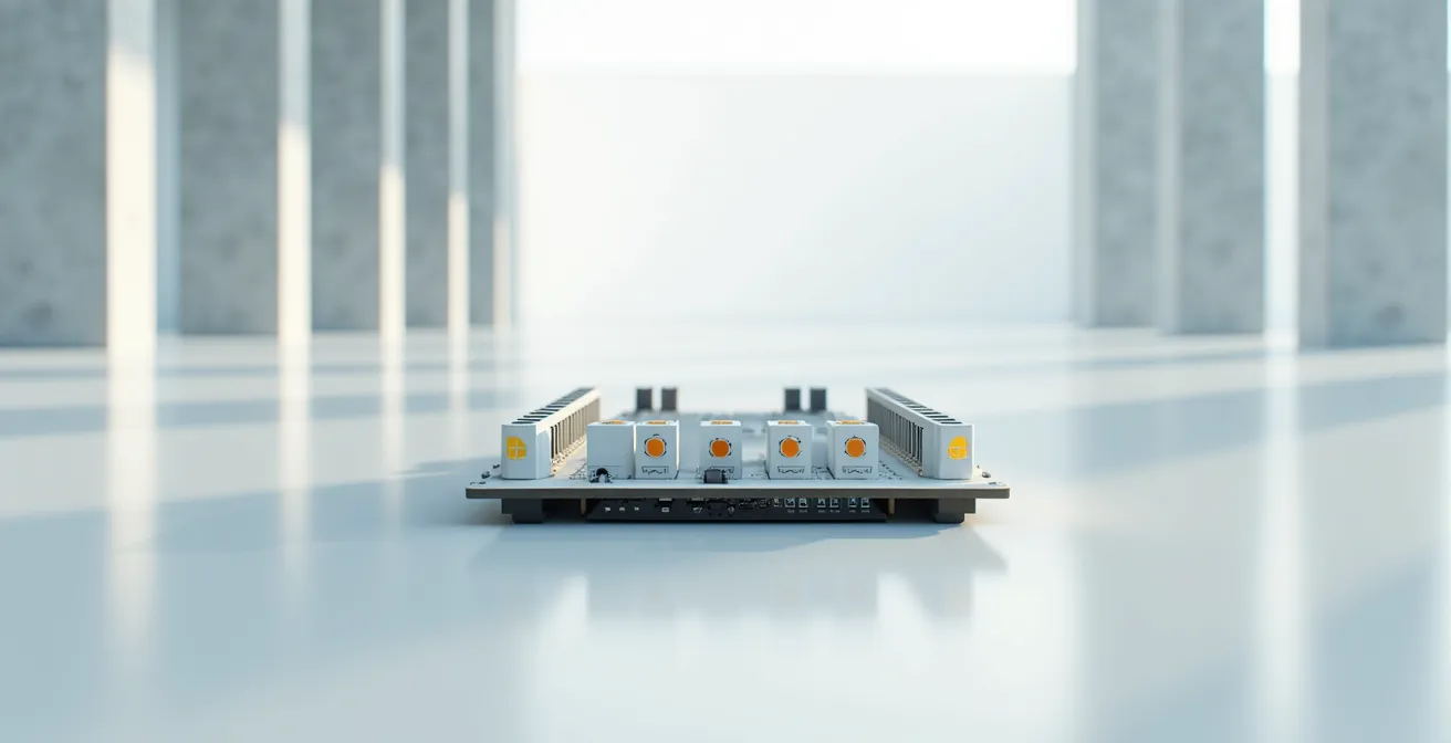 Detailansicht einer kompakten LED-Leiterplattenbaugruppe für Automobilanwendungen mit präziser Komponentenanordnung