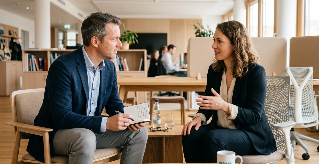 Talent Acquisition Partner führt ein professionelles Bewerbungsgespräch in einem modernen Besprechungsraum